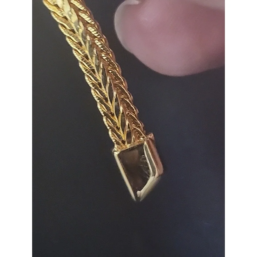 Vintage Goldtoned Snake Chain Bow Brooch Pin 3